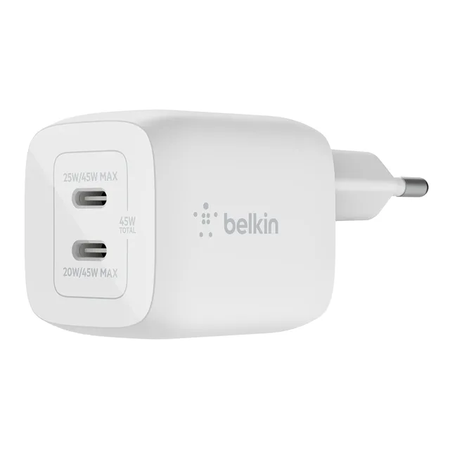 belkin-chargeur-secteur-double-port-usb-c-45-w-gan-power-delivery-3-0-pps-pour-i image 1