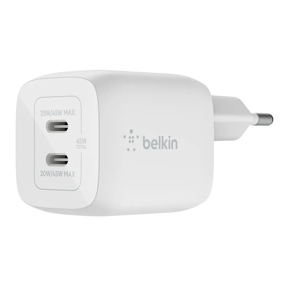 belkin-chargeur-secteur-double-port-usb-c-45-w-gan-power-delivery-3-0-pps-pour-i image 1