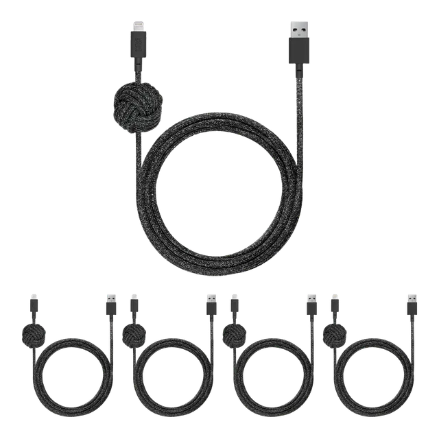 native-union-pack-de-5-night-cable-usb-a-vers-lightning-c-bles-mfi-3-m-avec-n-ud image 1