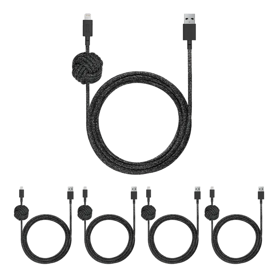 native-union-pack-de-5-night-cable-usb-a-vers-lightning-c-bles-mfi-3-m-avec-n-ud image 1
