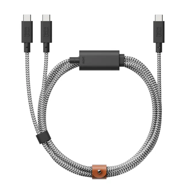 native-union-belt-cable-2-en-1-c-ble-usb-c-double-connecteur-140-w-2-m-tressage- image 1