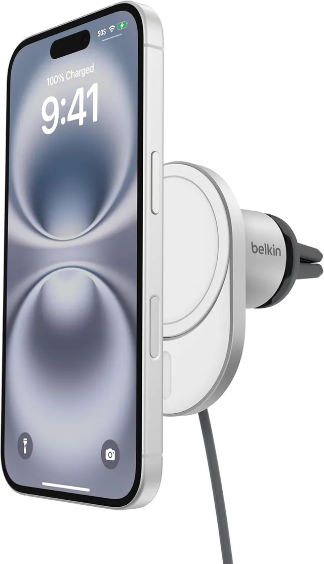 belkin-boostcharge-pro-chargeur-de-voiture-magn-tique-sans-fil-qi2-15-w-fixation image 1