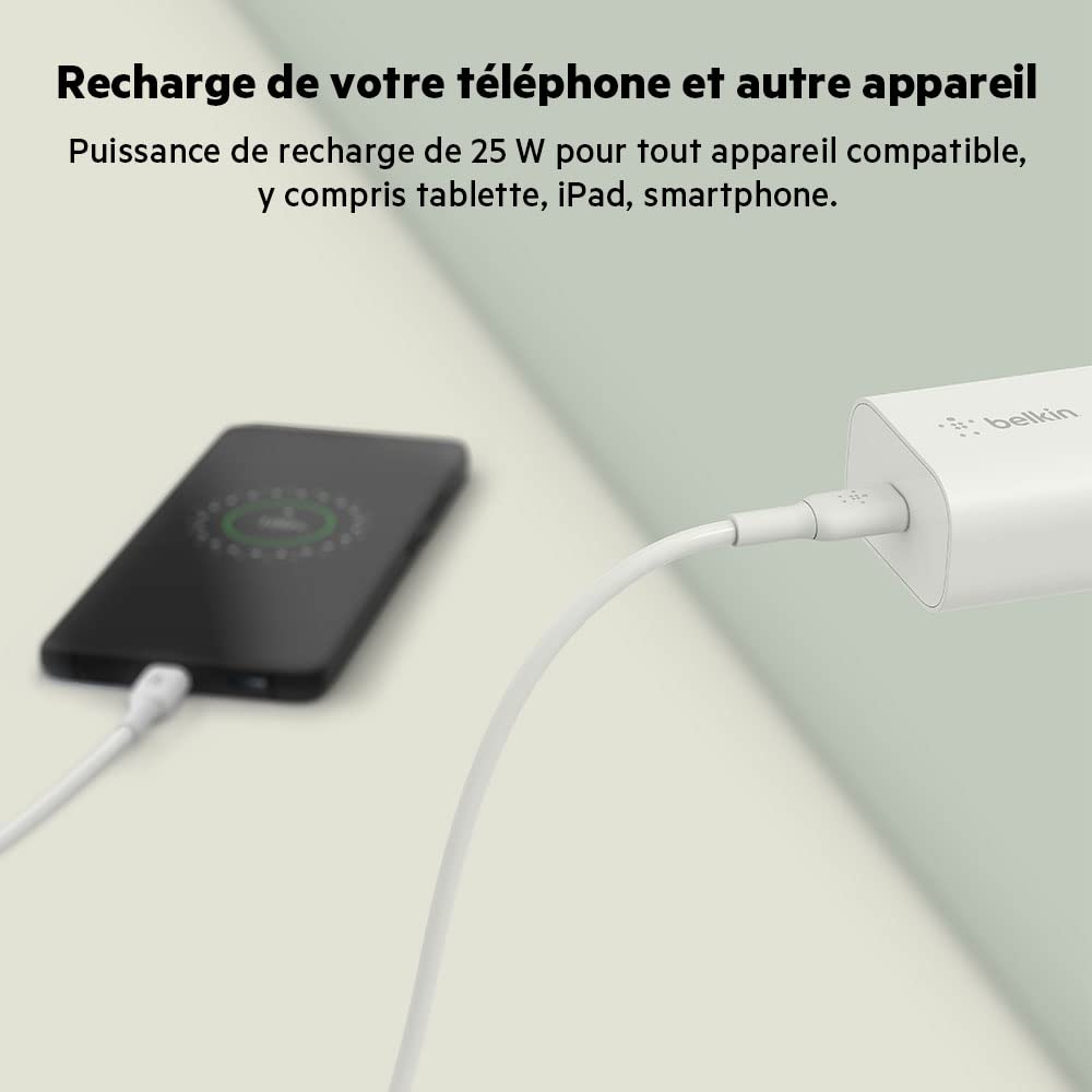 belkin-boostcharge-chargeur-secteur-usb-c-pd-3-0-pps-25-w-charge-rapide-iphone-e image 4