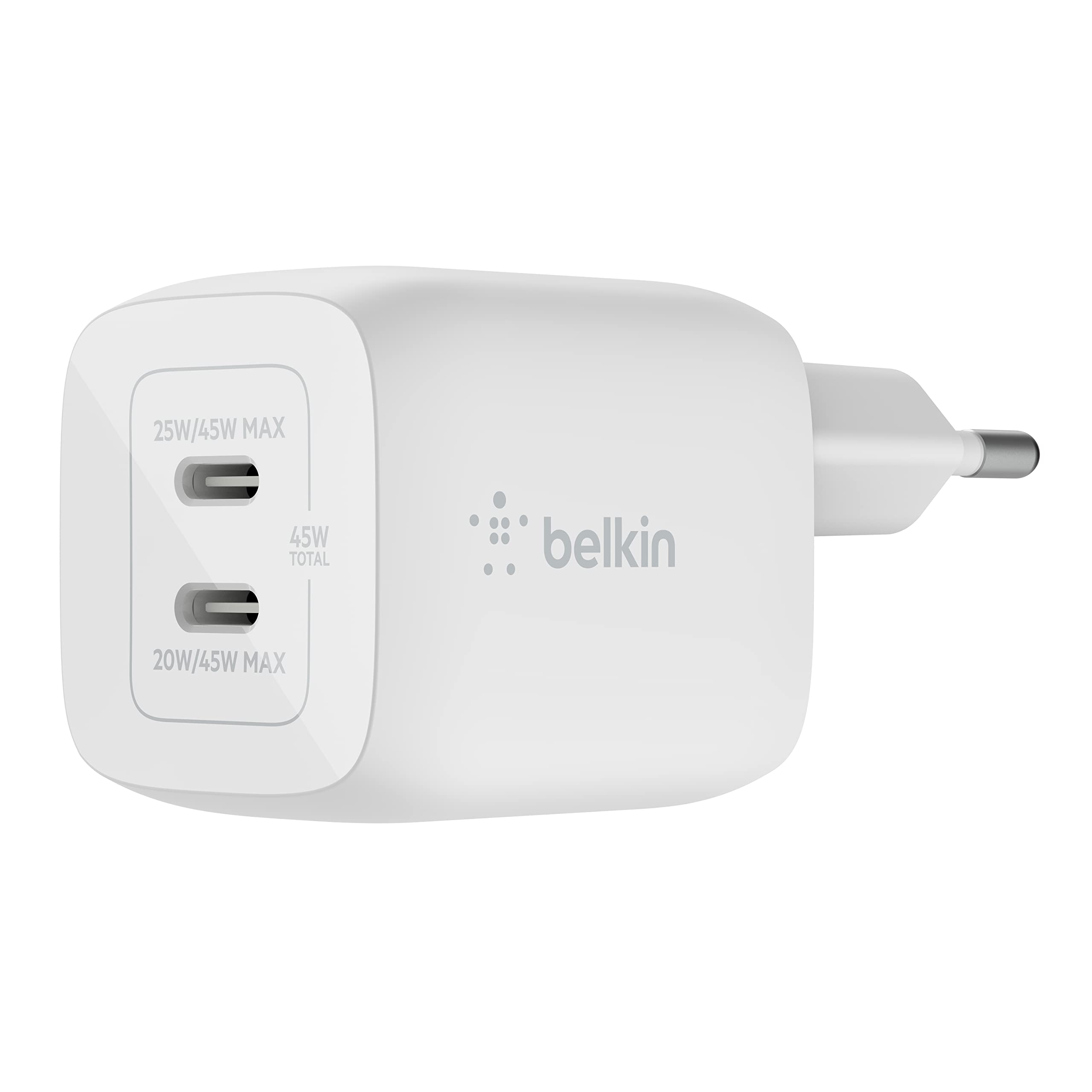 belkin-chargeur-secteur-double-port-usb-c-45-w-gan-power-delivery-3-0-pps-pour-i image 1