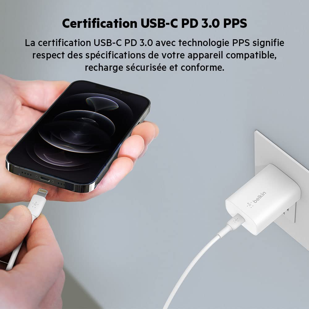 belkin-boostcharge-chargeur-secteur-usb-c-pd-3-0-pps-25-w-charge-rapide-iphone-e image 3