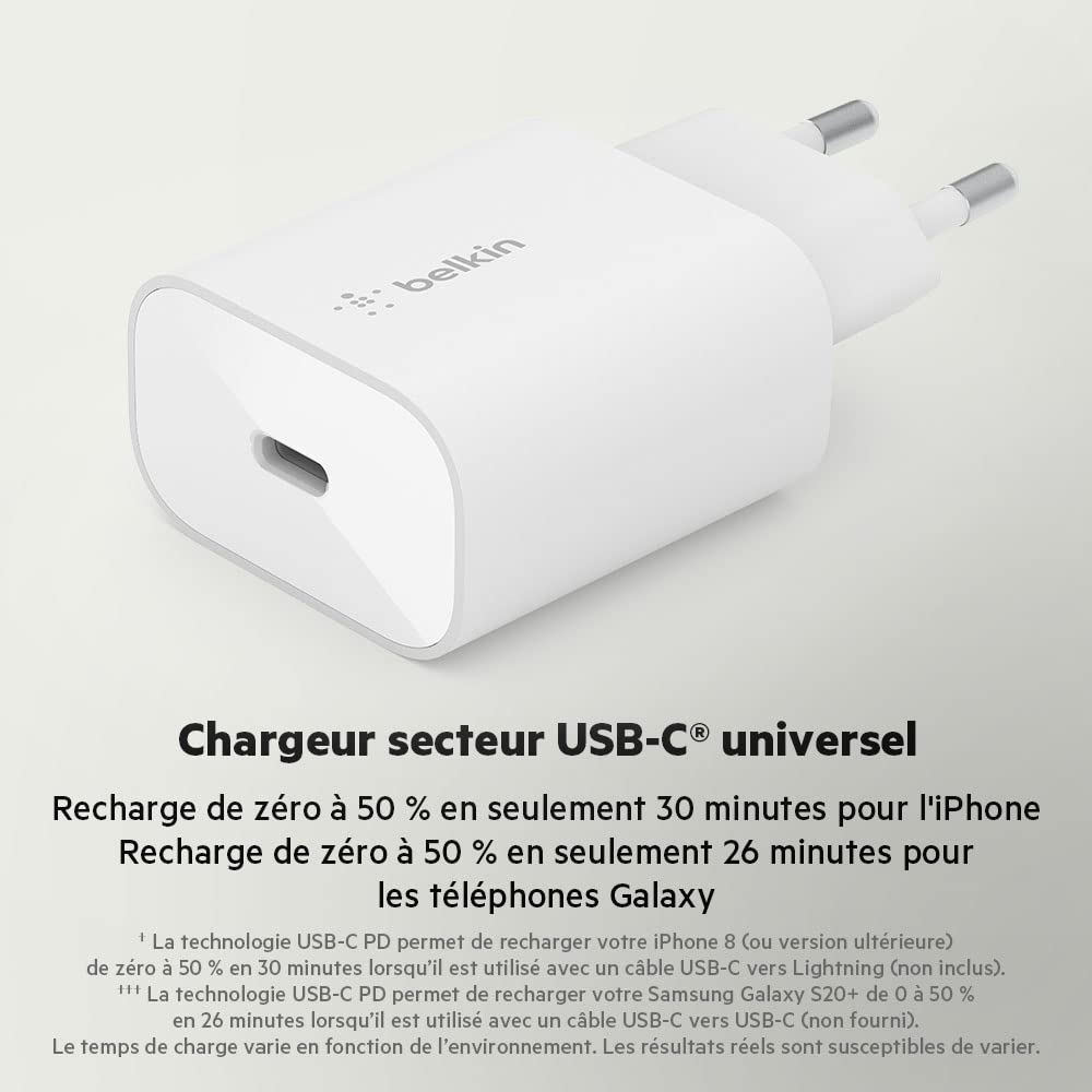belkin-boostcharge-chargeur-secteur-usb-c-pd-3-0-pps-25-w-charge-rapide-iphone-e image 2