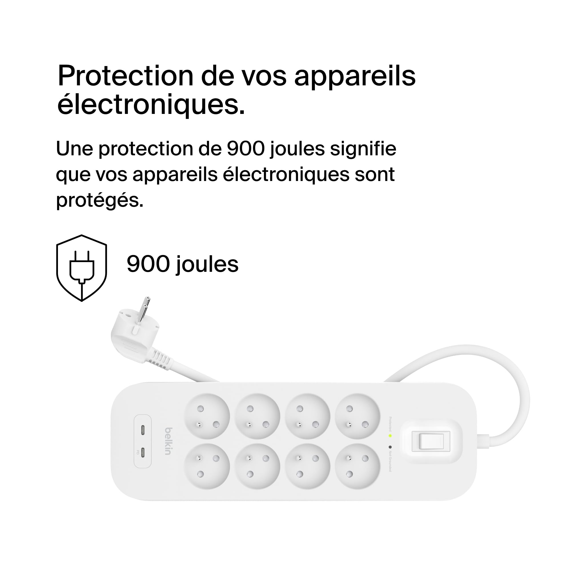 belkin-multiprise-parafoudre-8-prises-avec-2-ports-usb-c-pd-18-w-protection-900- image 3