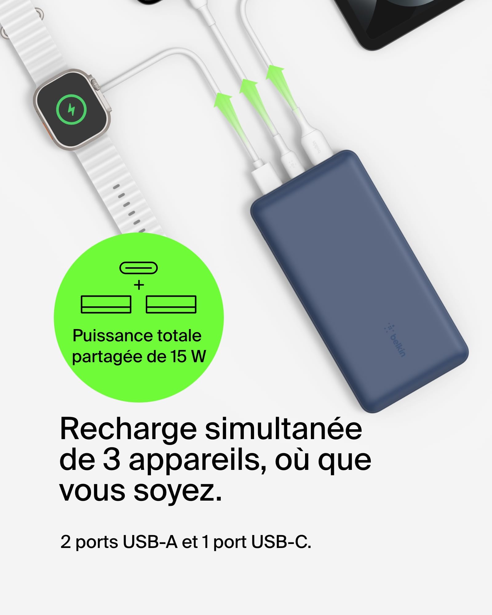 belkin-batterie-externe-usb-c-20000-mah-power-bank-20k-3-ports-avec-c-ble-inclus image 2