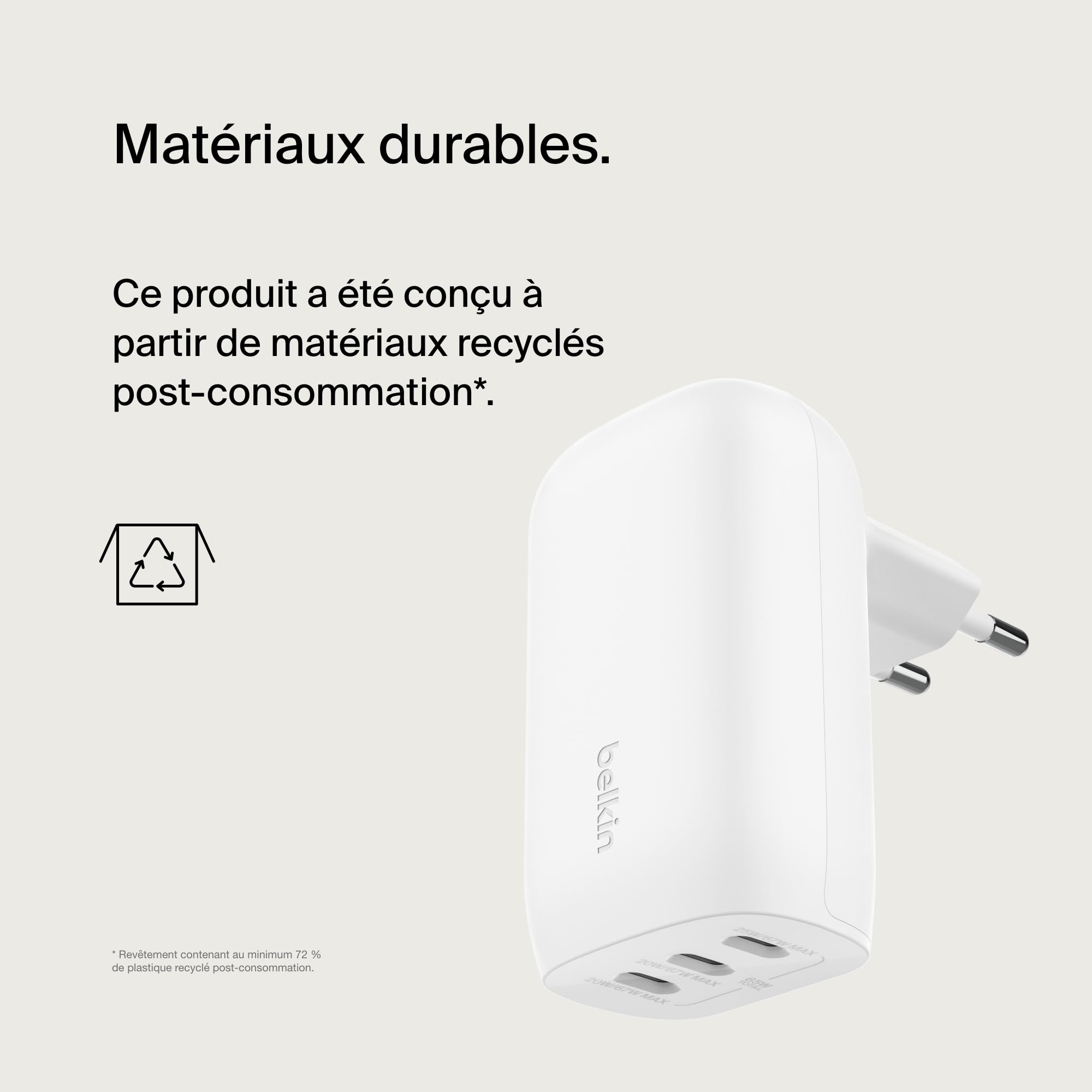 belkin-boostcharge-chargeur-secteur-3-ports-usb-c-67w-pps-pd-blanc-iphone-16-mac image 8