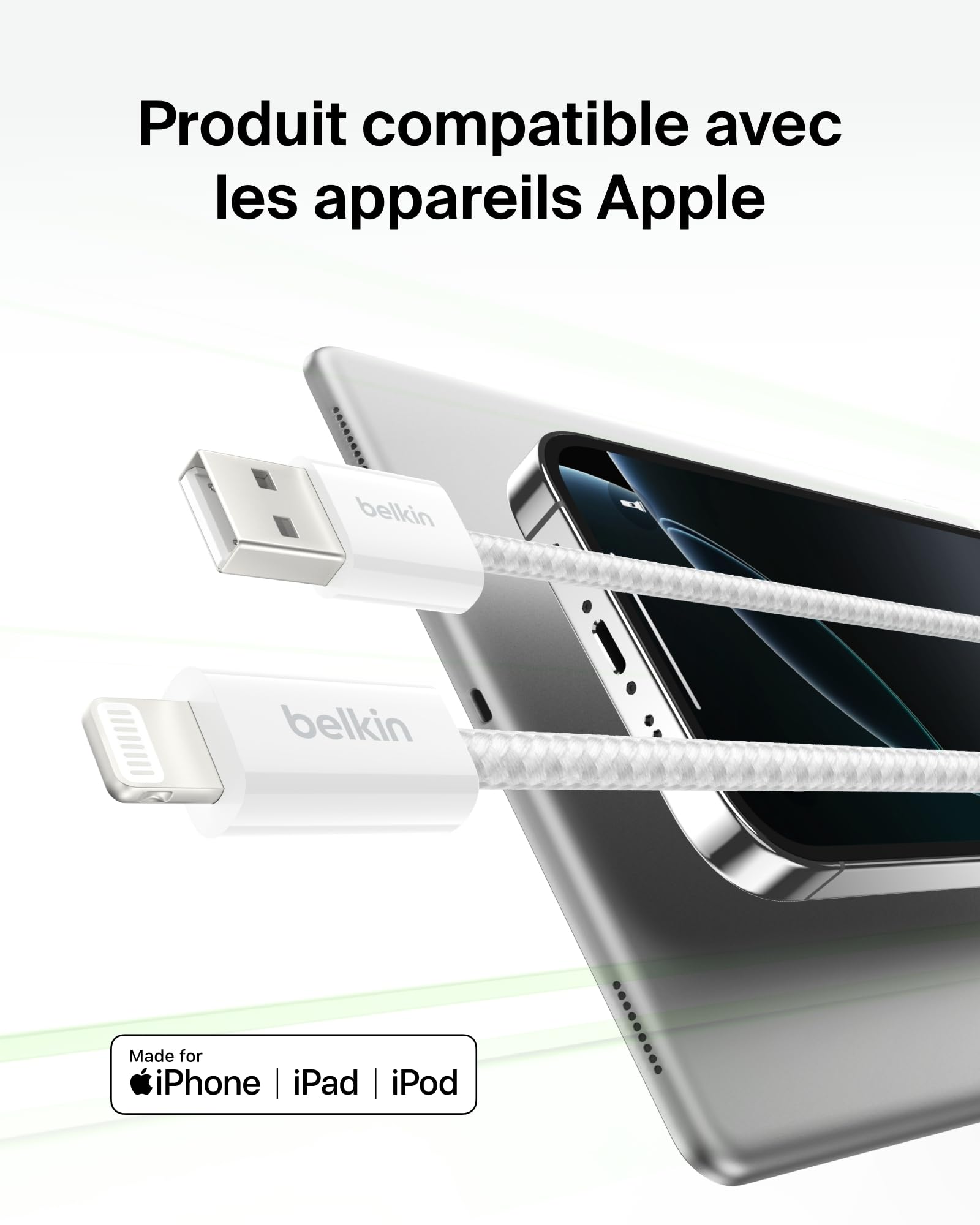belkin-boostcharge-pack-de-2-c-bles-usb-a-vers-lightning-tress-s-1-5-m-charge-ra image 2