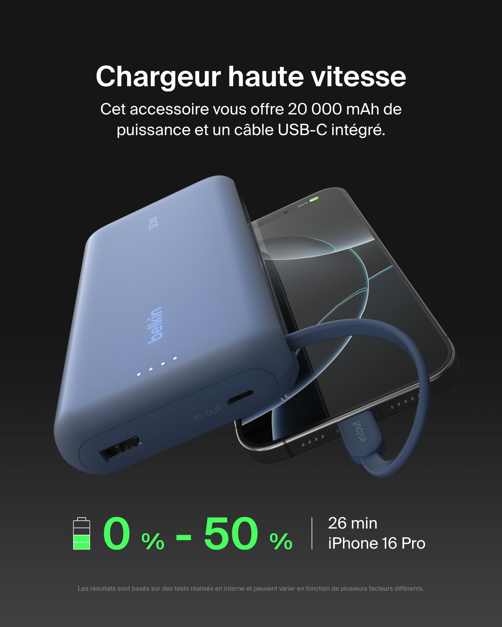 belkin-boostcharge-batterie-externe-20-000-mah-pd-30-w-avec-c-ble-usb-c-int-gr-b image 2