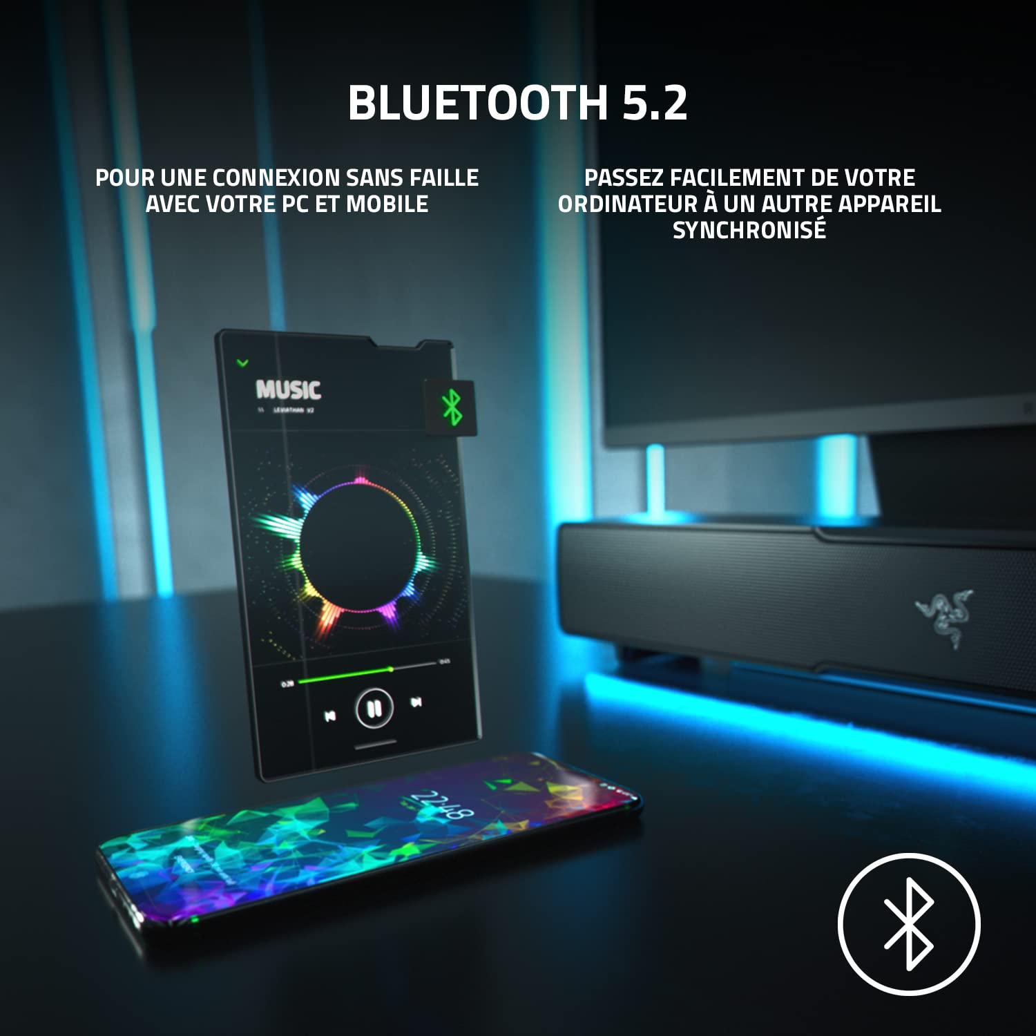razer-leviathan-v2-barre-de-son-gaming-avec-caisson-de-basses-thx-spatial-audio- image 5