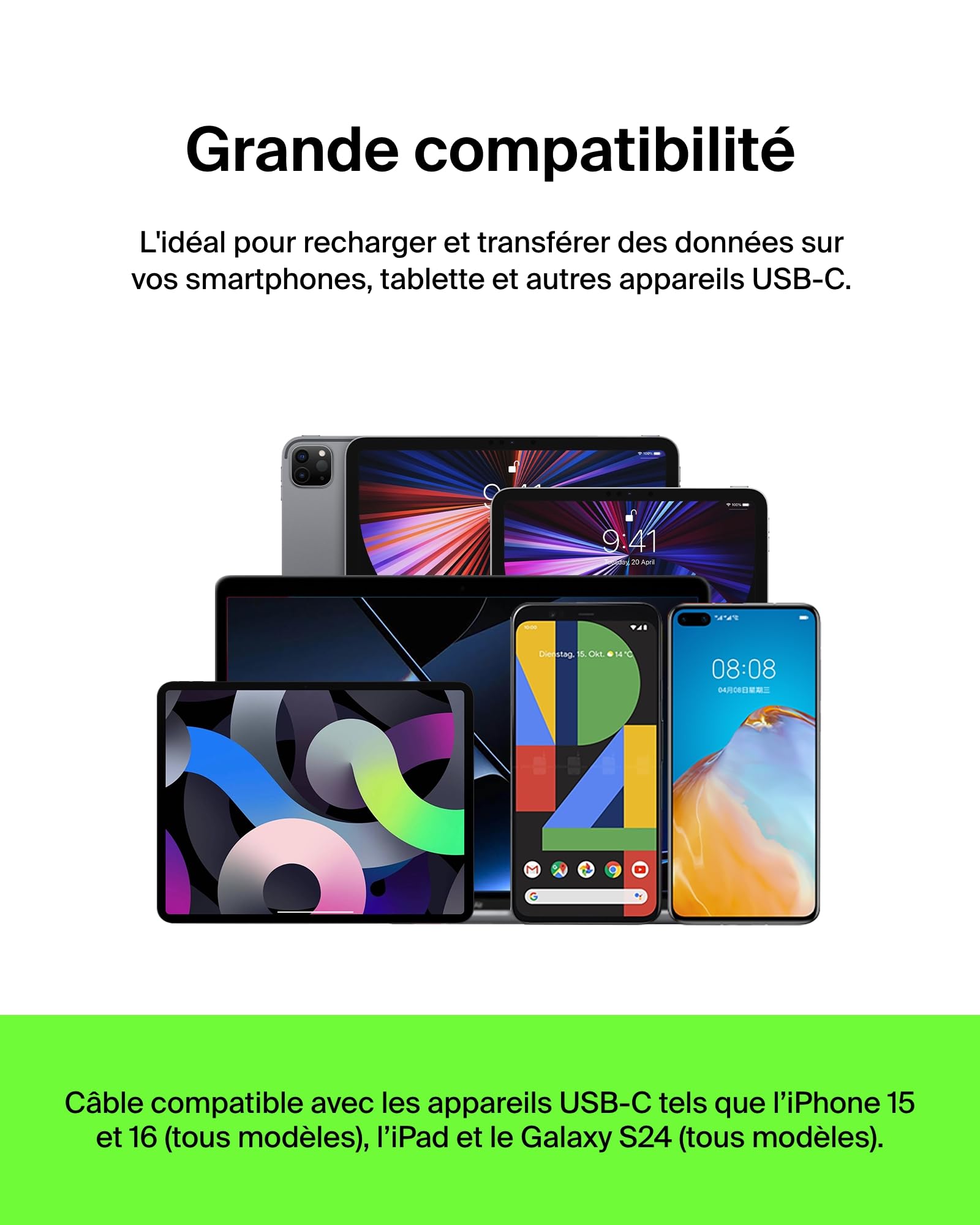 belkin-boostcharge-c-ble-usb-c-vers-usb-a-tress-nylon-3-m-charge-et-synchronisat image 5