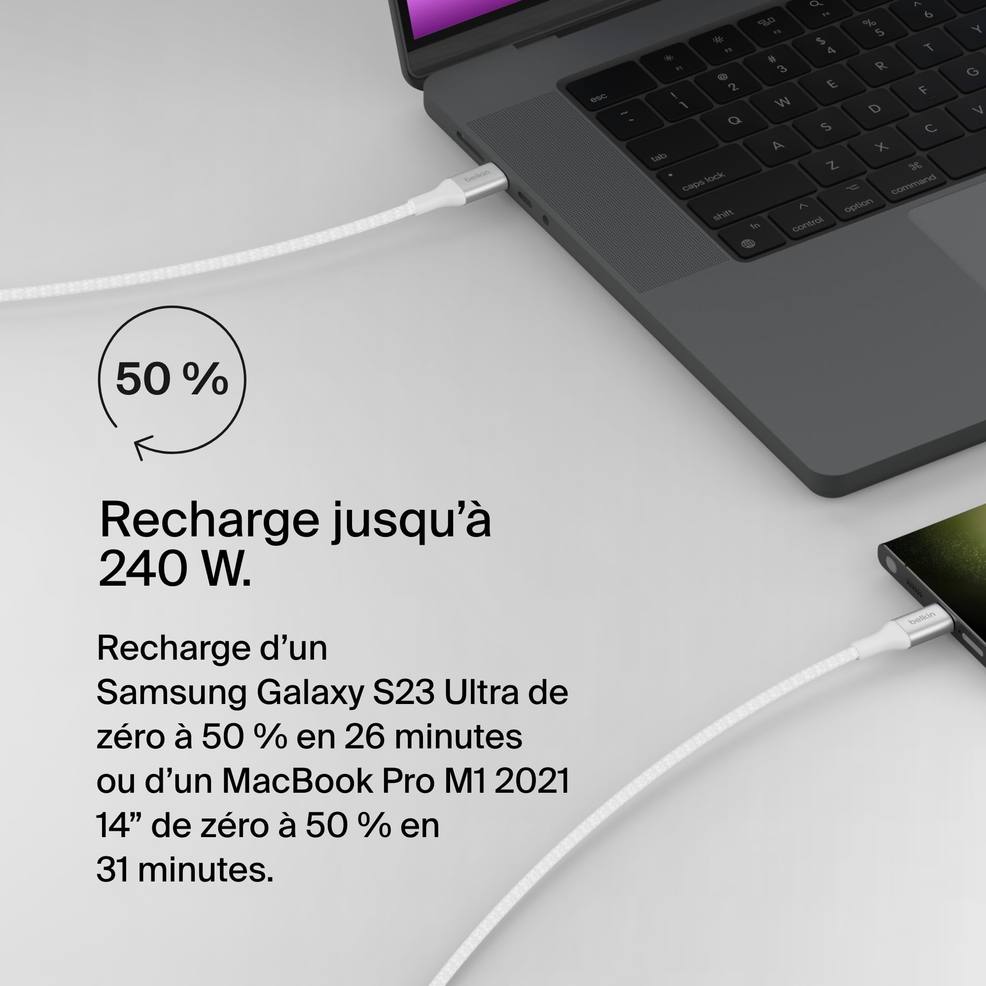 belkin-boostcharge-c-ble-usb-c-vers-usb-c-240-w-certifi-usb-if-charge-rapide-pd- image 2