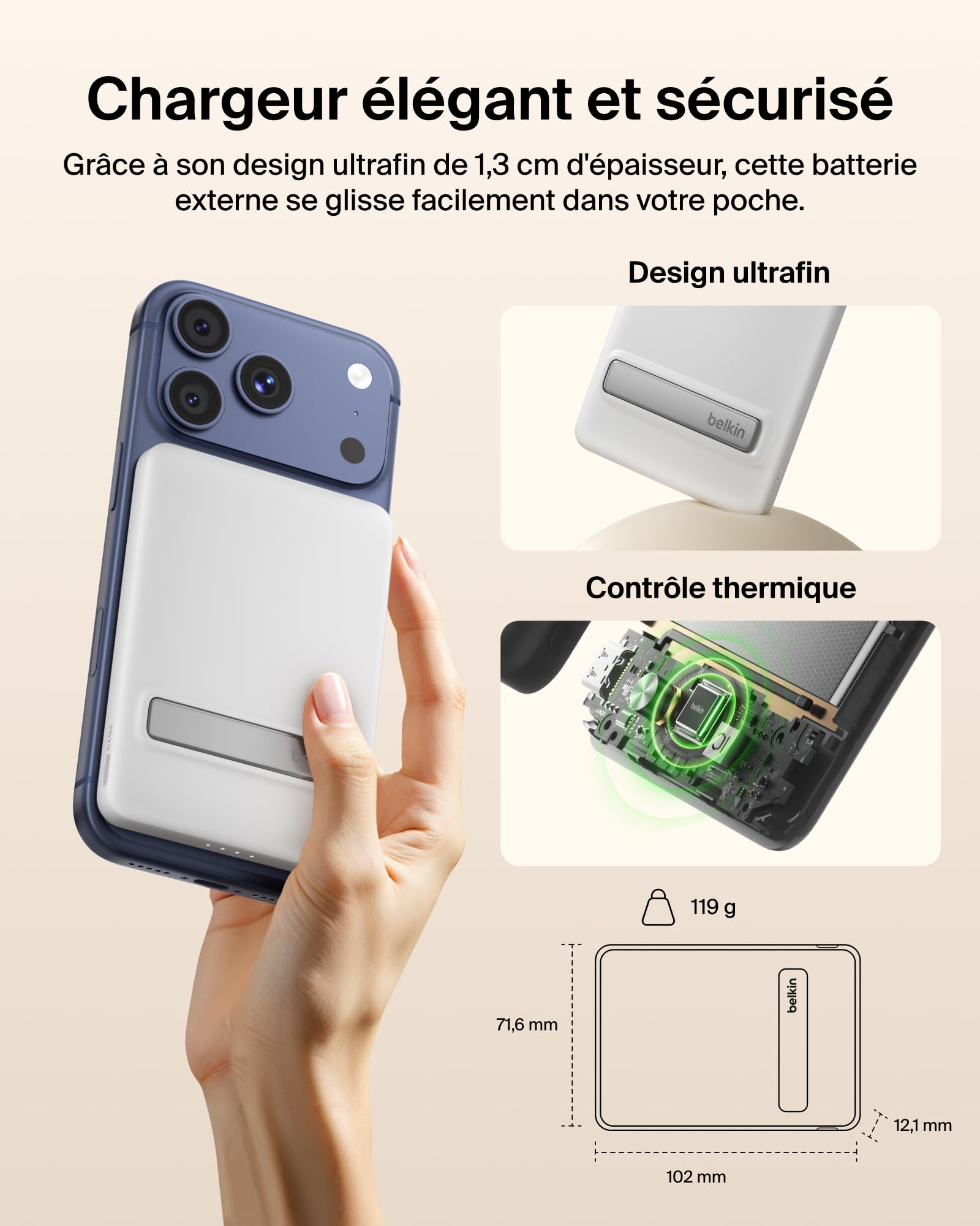 belkin-boostcharge-batterie-externe-magn-tique-qi2-15-w-5-000-mah-avec-b-quille- image 2