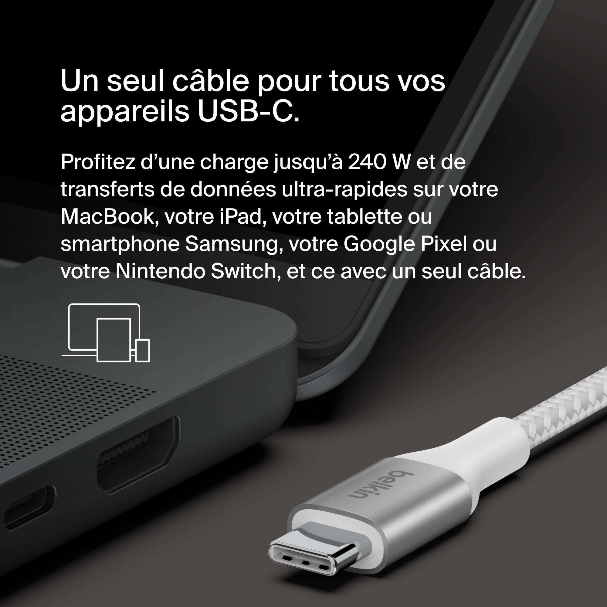 belkin-boostcharge-c-ble-usb-c-vers-usb-c-240-w-certifi-usb-if-charge-rapide-pd- image 6