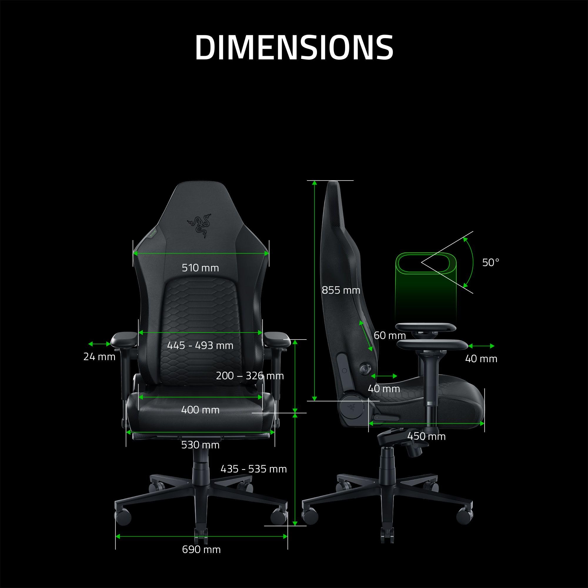 razer-iskur-v2-noir-chaise-gaming-ergonomique-avec-support-lombaire-adaptatif-mo image 2