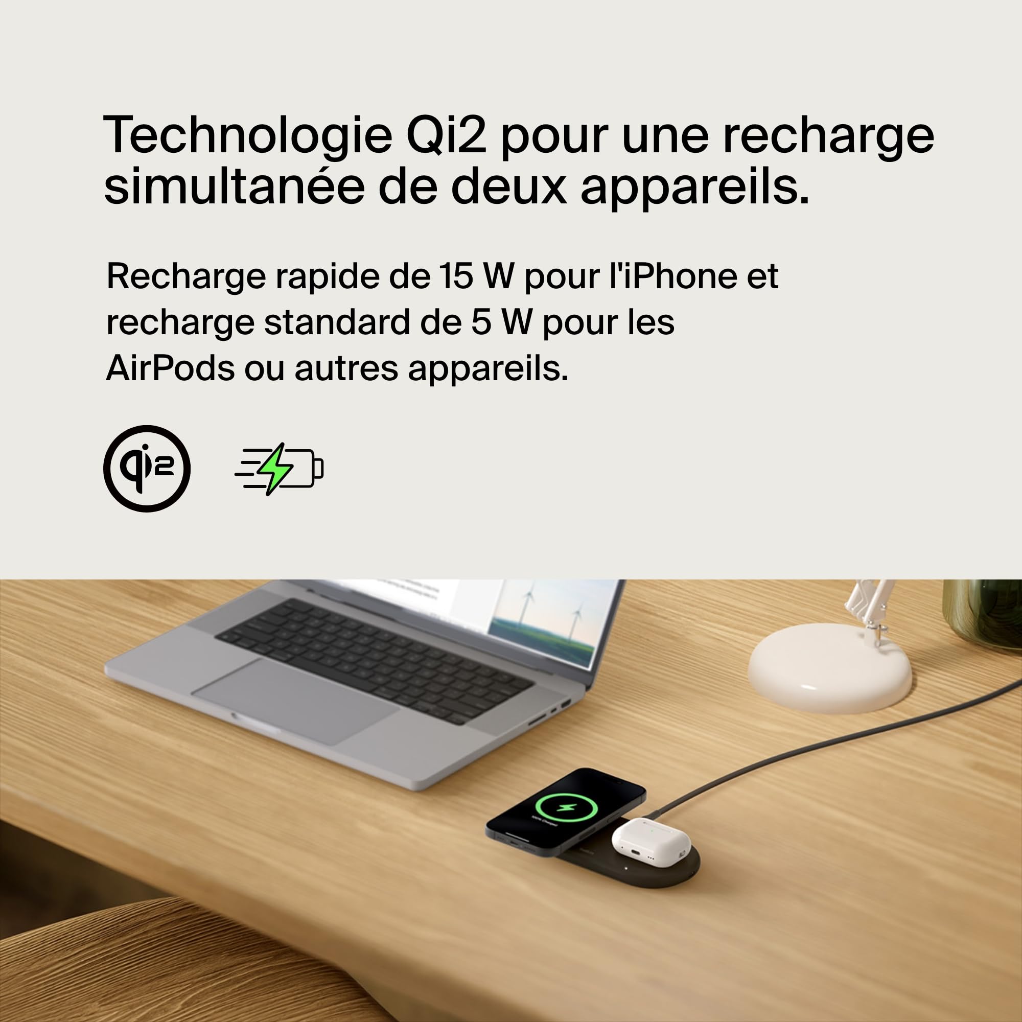 belkin-boostcharge-pro-station-de-recharge-2-en-1-qi2-15-w-compatible-magsafe-no image 2