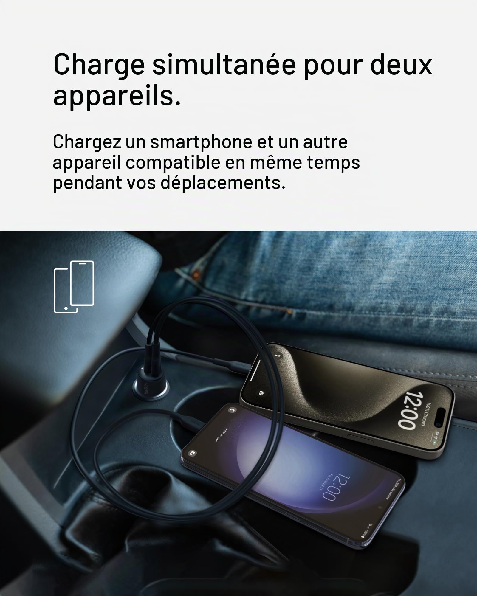 belkin-boostcharge-chargeur-voiture-double-port-42-w-usb-c-pd-3-0-usb-a-charge-r image 2