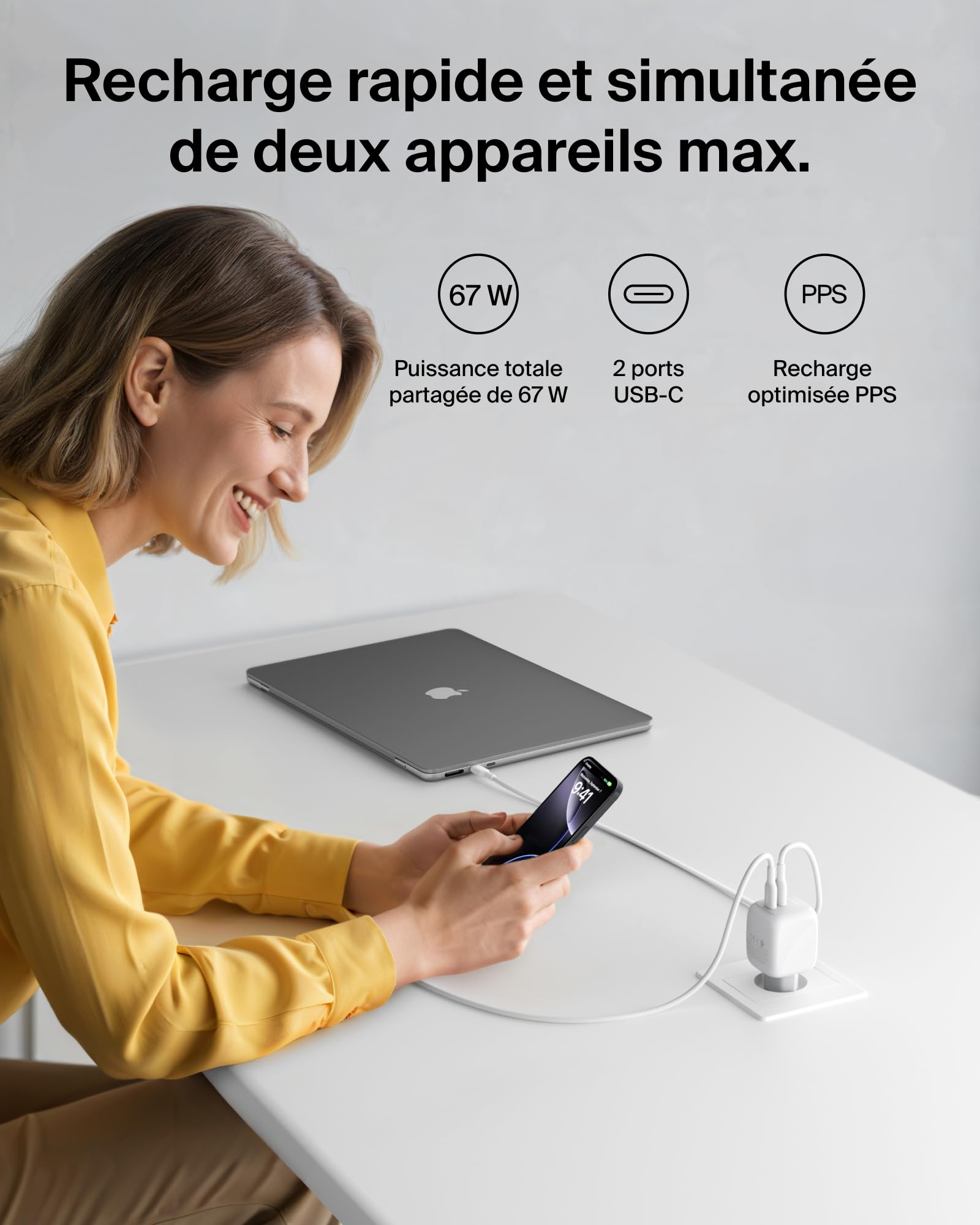 belkin-boostcharge-pro-chargeur-gan-67-w-2-ports-usb-c-pd-pps-macbook-iphone-ipa image 2