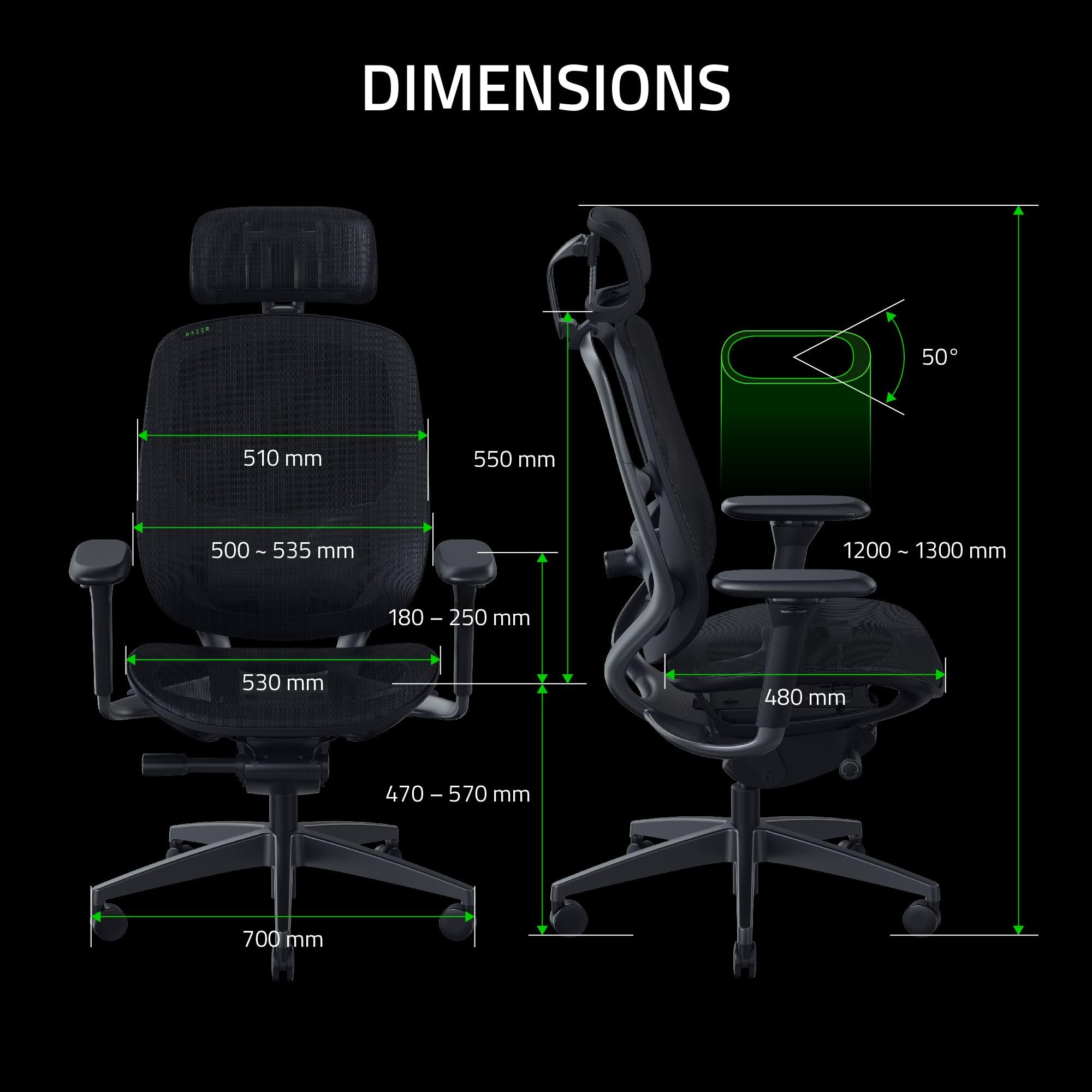 razer-fujin-pro-chaise-gaming-en-maille-respirante-synchro-tilt-support-lombaire image 3