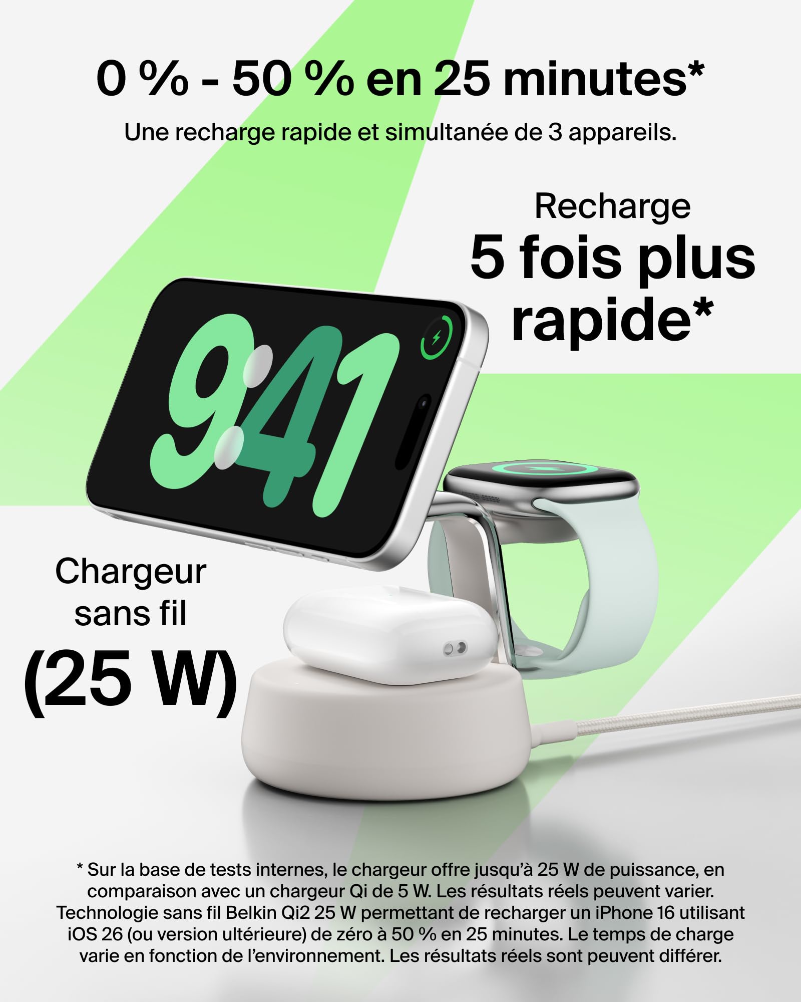 belkin-ultracharge-pro-chargeur-3-en-1-qi2-25-w-compatible-magsafe-avec-ventilat image 2