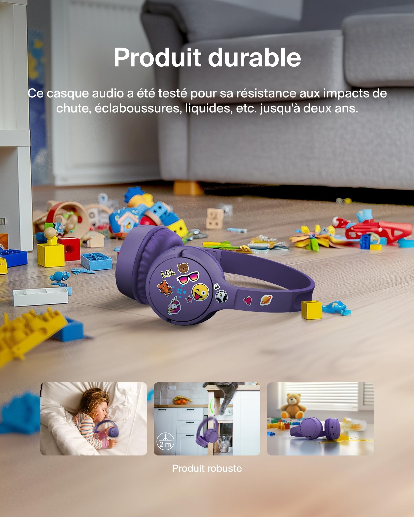 belkin-soundform-mini-casque-sans-fil-pour-enfants-avec-micro-bluetooth-5-3-limi image 5