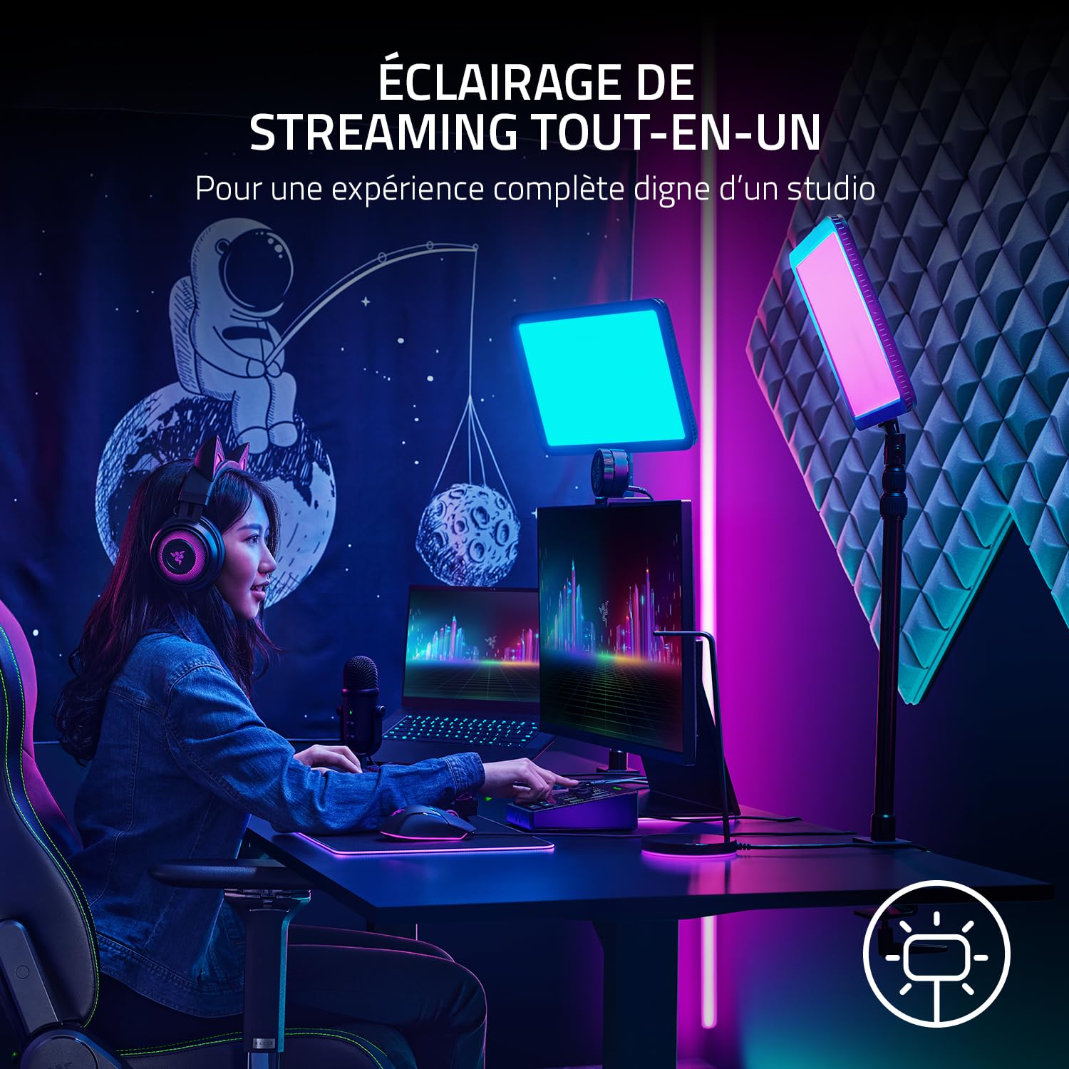 razer-key-light-chroma-panneau-d-clairage-rgb-pour-streaming-2900-7000k-clairage image 2