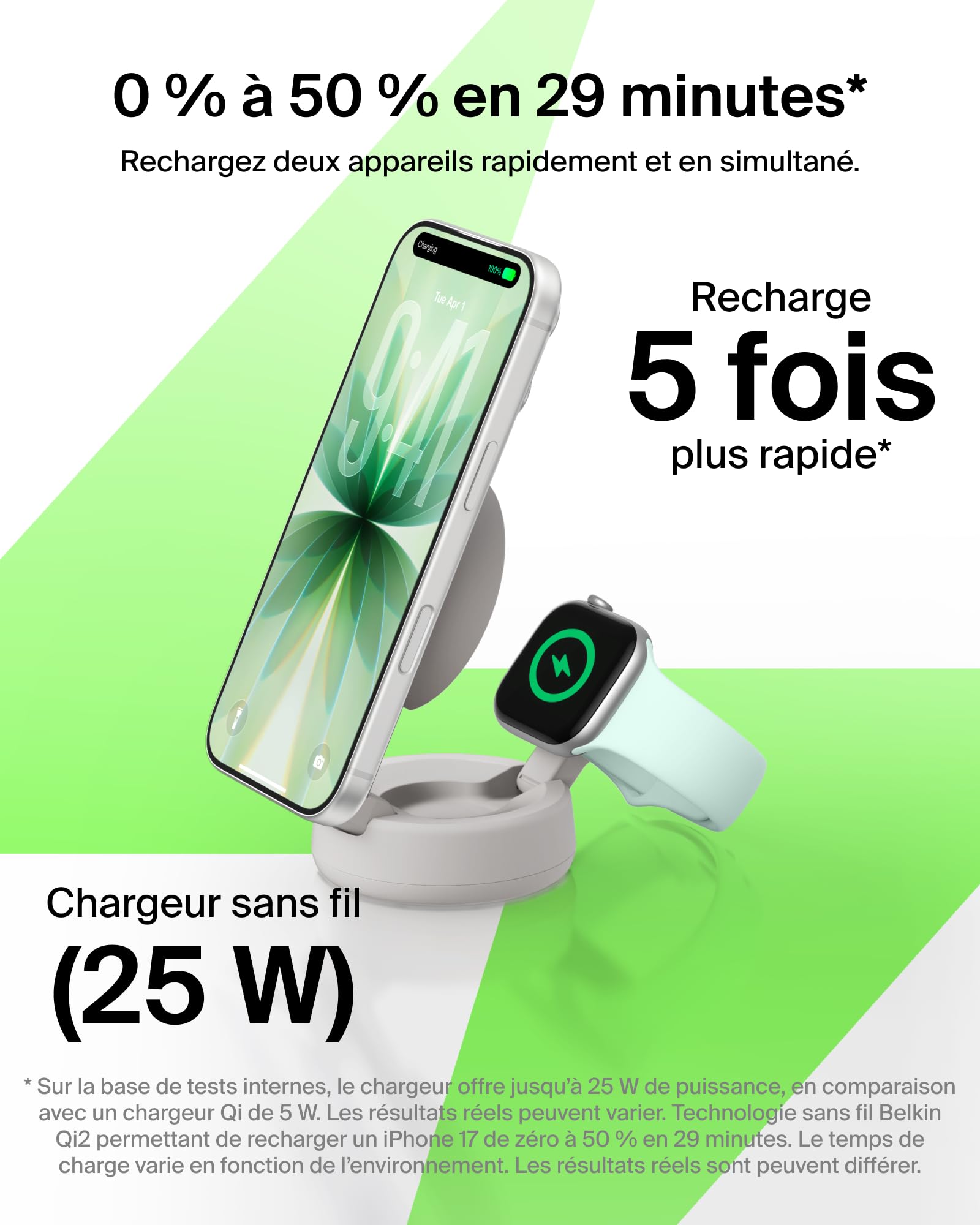 belkin-ultracharge-chargeur-magsafe-2-en-1-qi2-2-25-w-aimant-et-pliable-pour-iph image 2