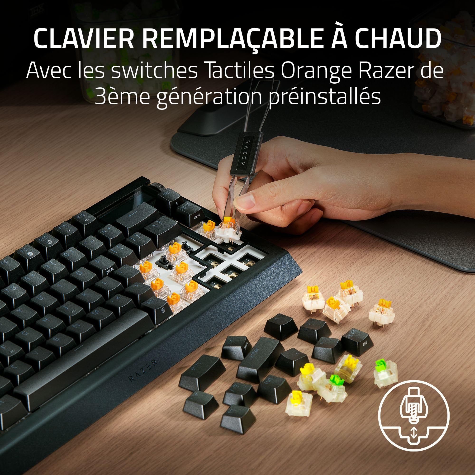 razer-blackwidow-v4-pro-75-clavier-gaming-sans-fil-hot-swap-cran-oled-command-di image 4