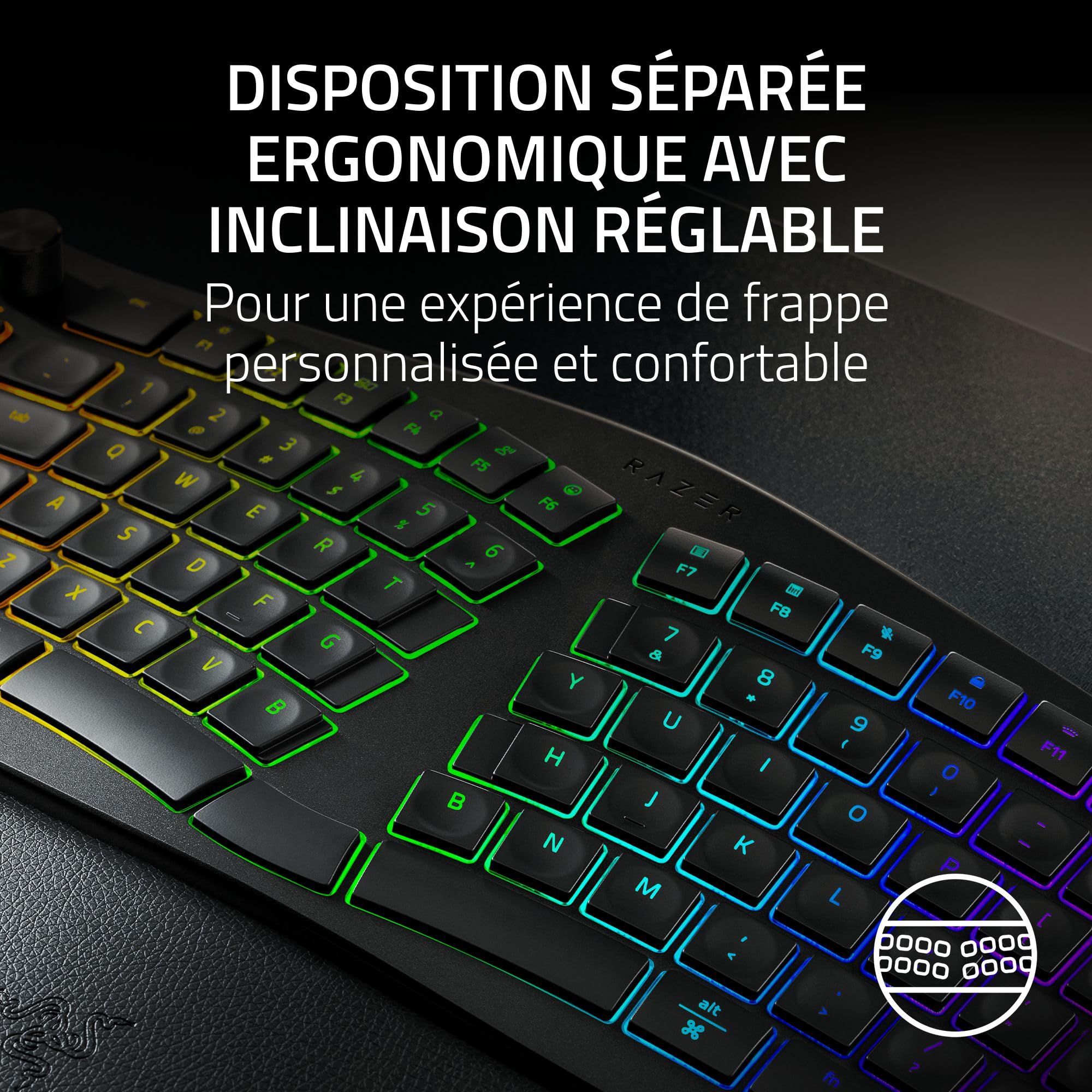 razer-pro-type-ergo-clavier-ergonomique-sans-fil-rgb-deux-parties-avec-ai-prompt image 2