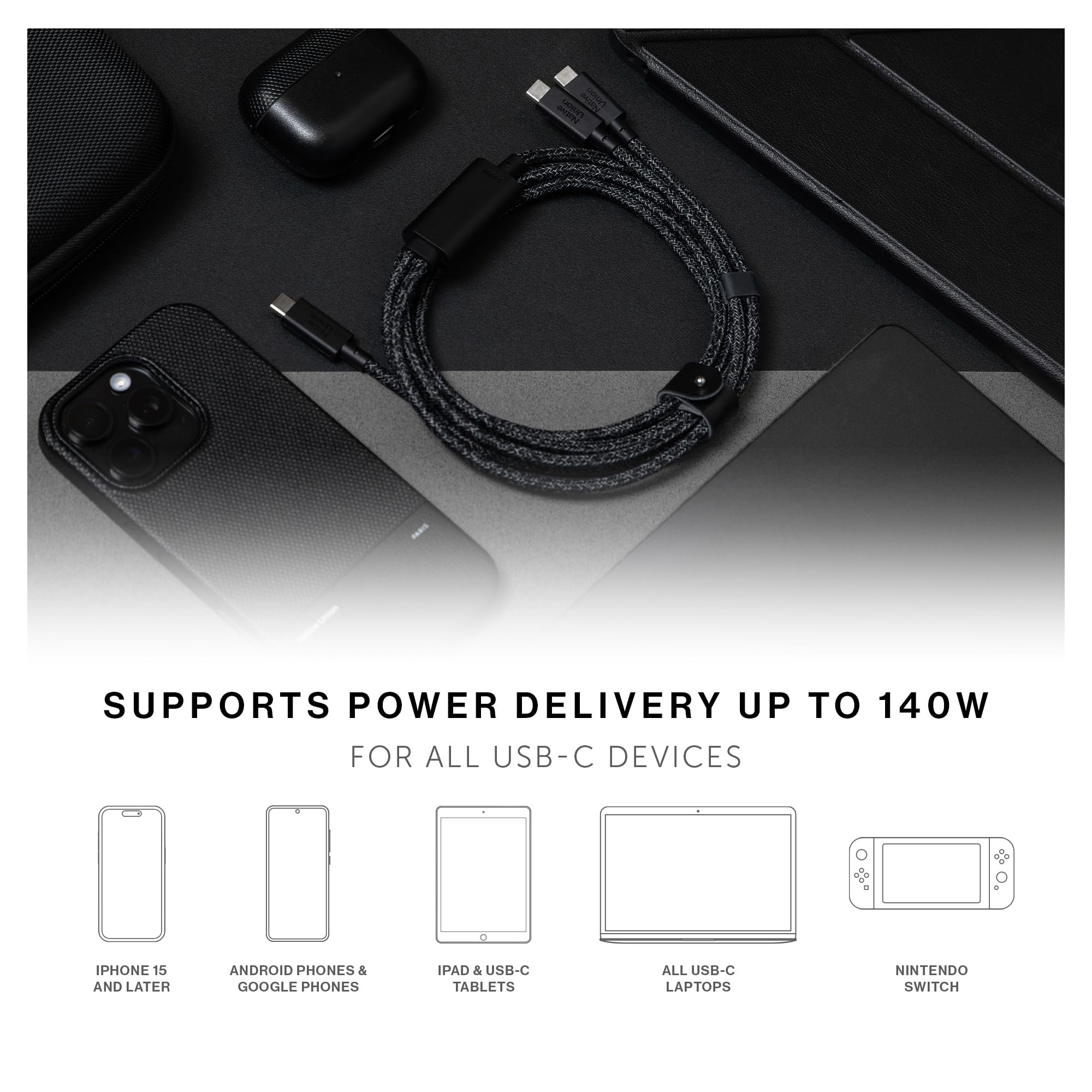 native-union-belt-cable-2-en-1-c-ble-usb-c-double-connecteur-140-w-2-m-tressage- image 3