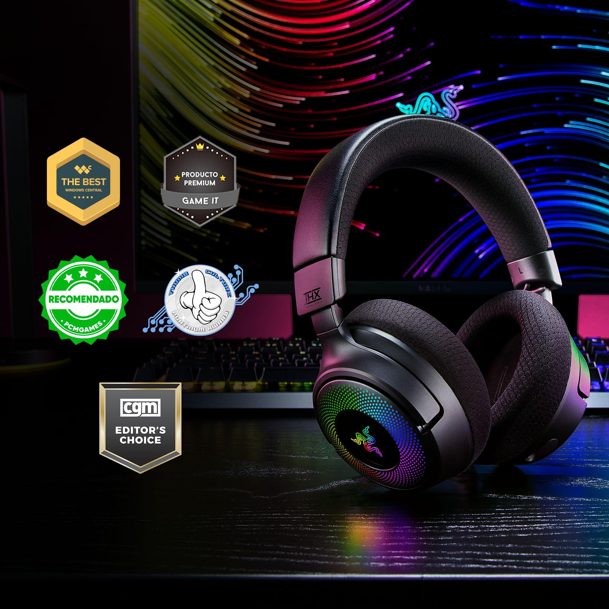 razer-kraken-v4-casque-gaming-sans-fil-3-modes-triforce-40-mm-thx-spatial-audio- image 3