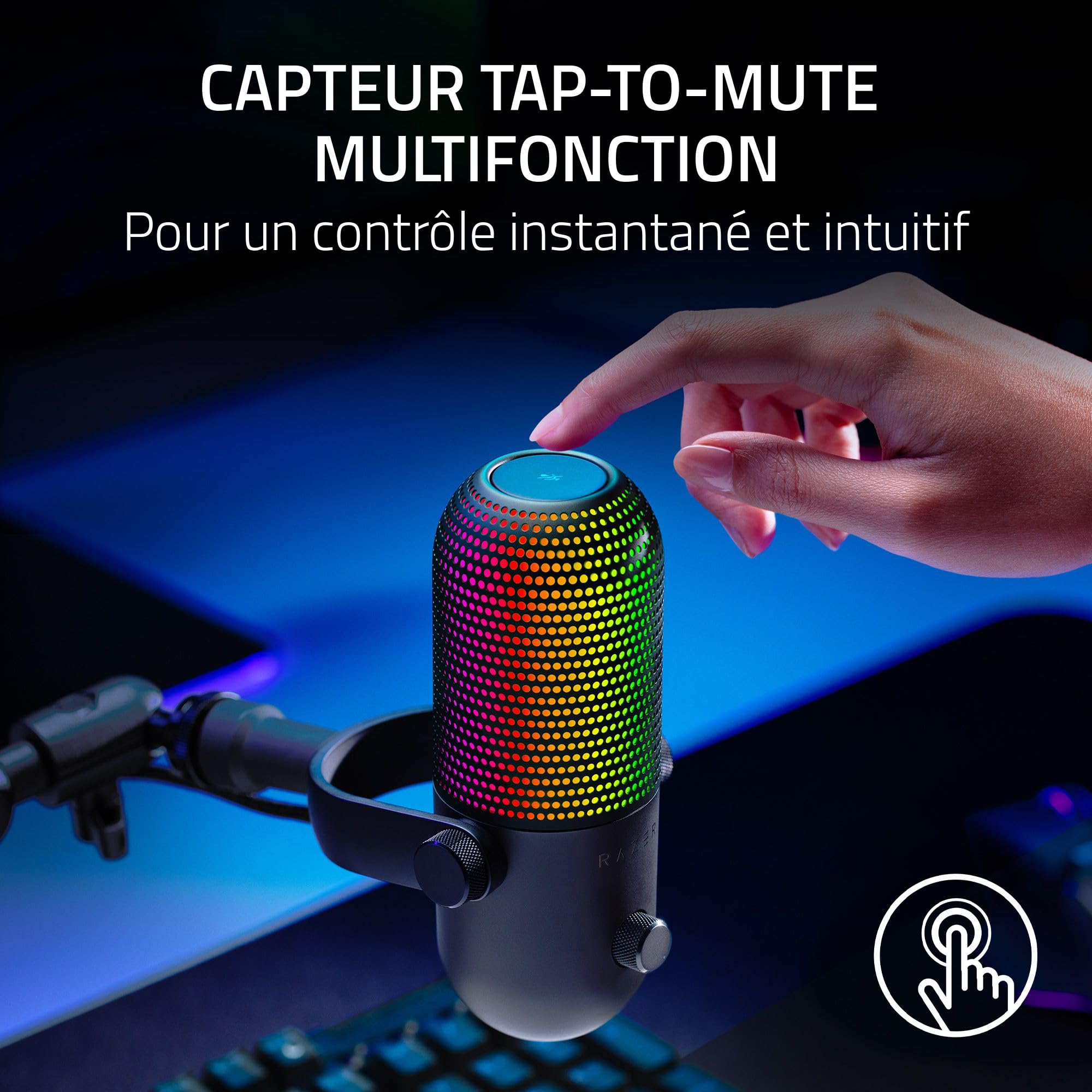 razer-seiren-v3-chroma-micro-usb-streaming-rgb-avec-tap-to-mute-capsule-supercar image 3