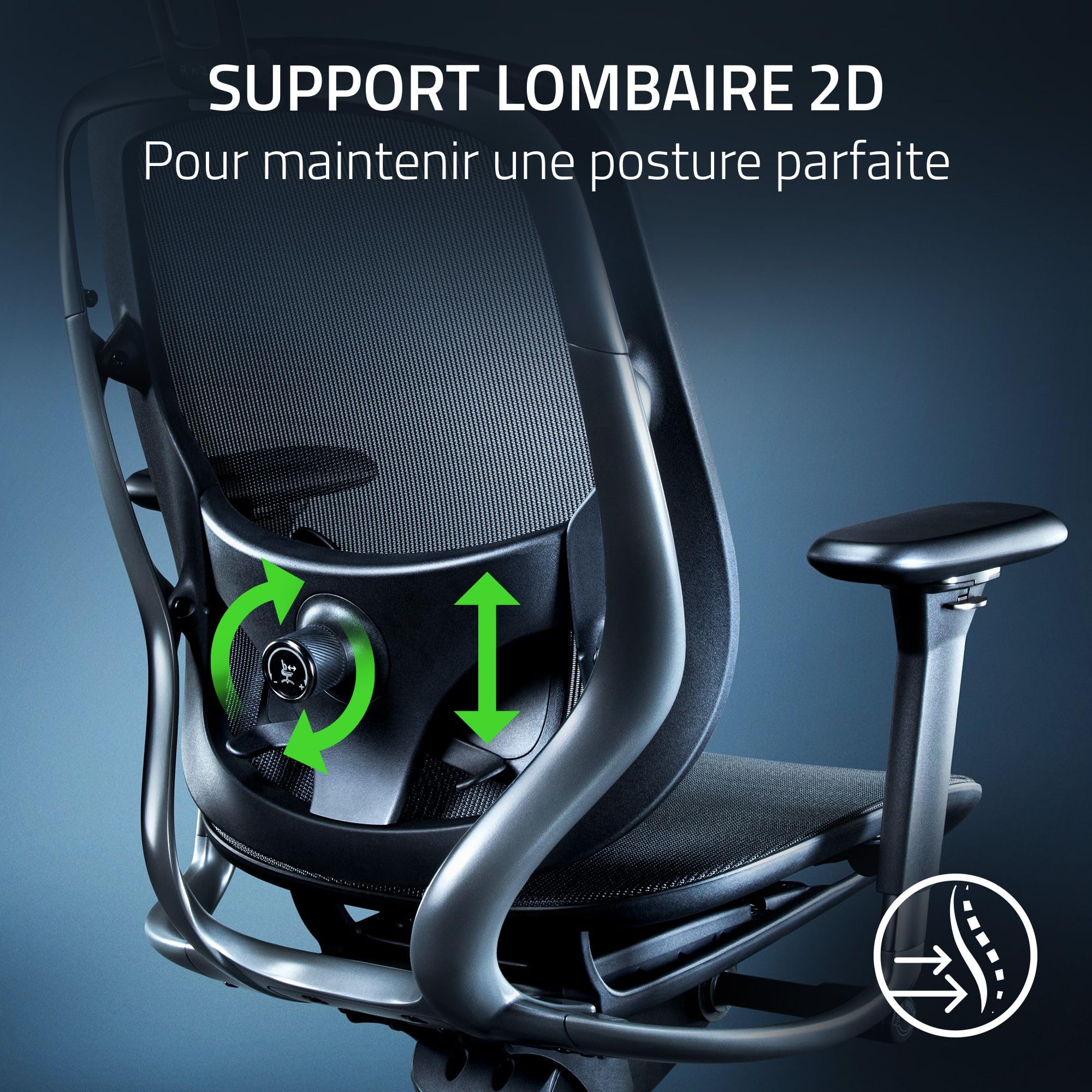 razer-fujin-pro-chaise-gaming-en-maille-respirante-synchro-tilt-support-lombaire image 6