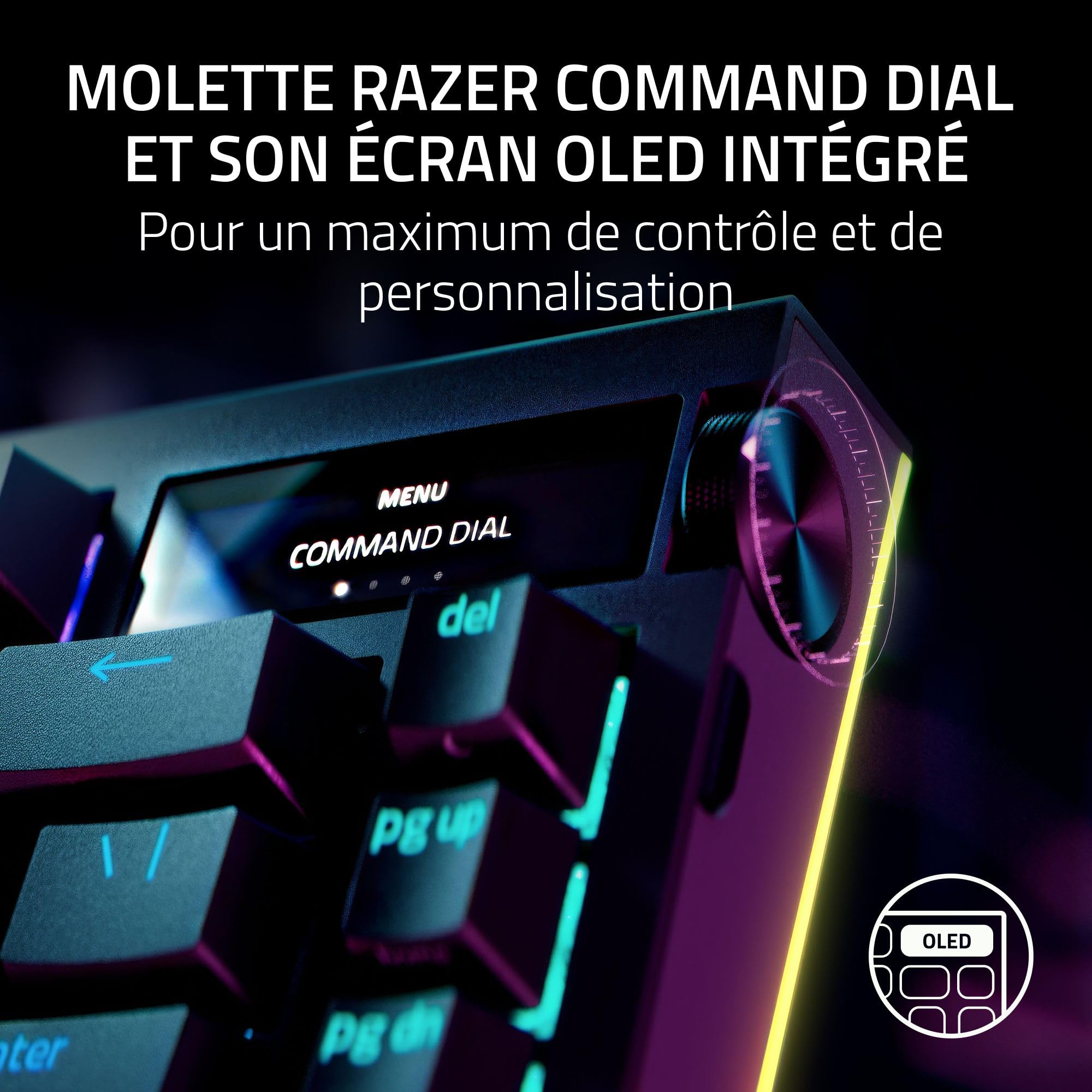 razer-blackwidow-v4-pro-75-clavier-gaming-sans-fil-hot-swap-cran-oled-command-di image 5