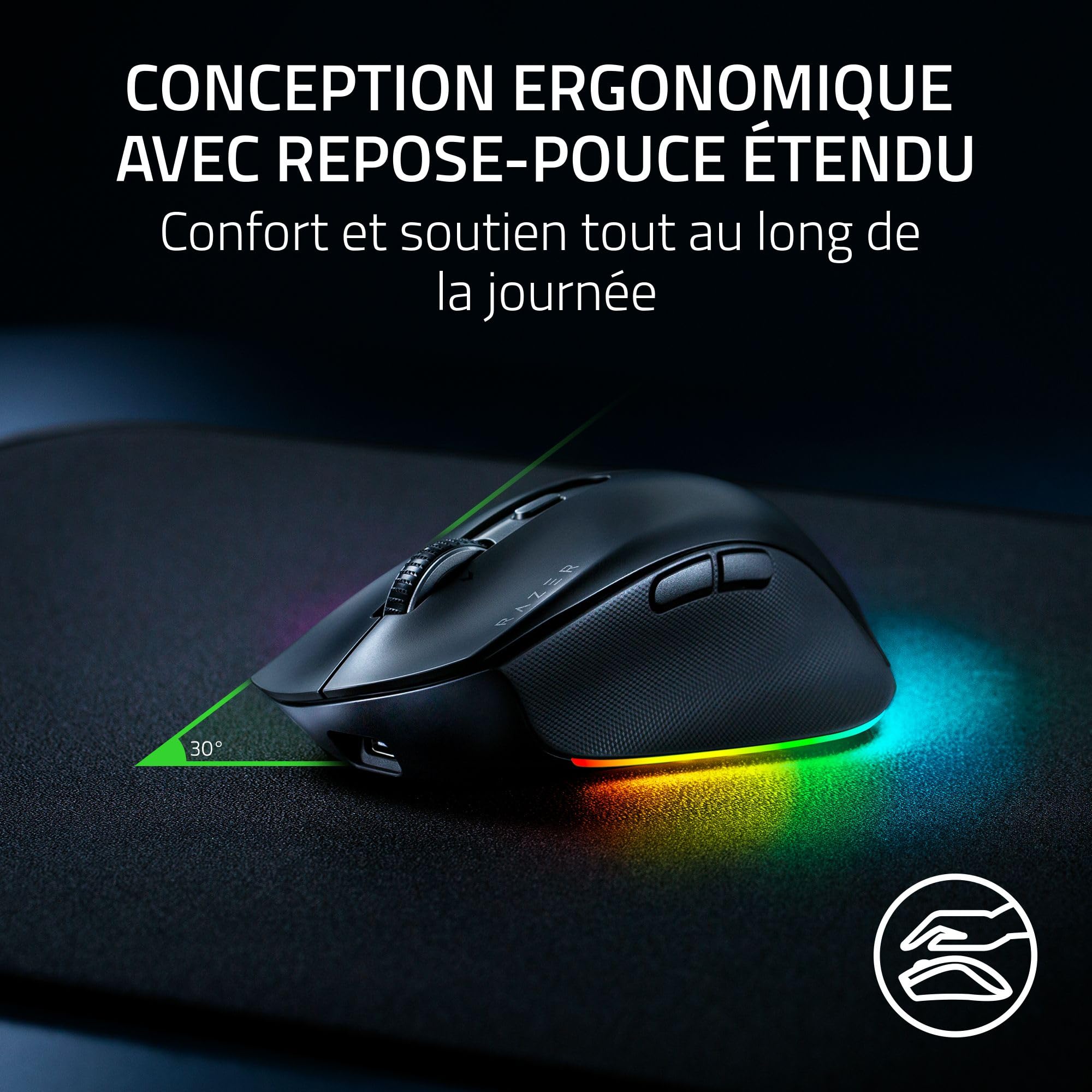 razer-pro-click-v2-souris-ergonomique-sans-fil-capteur-optique-30k-focus-pro-ass image 2