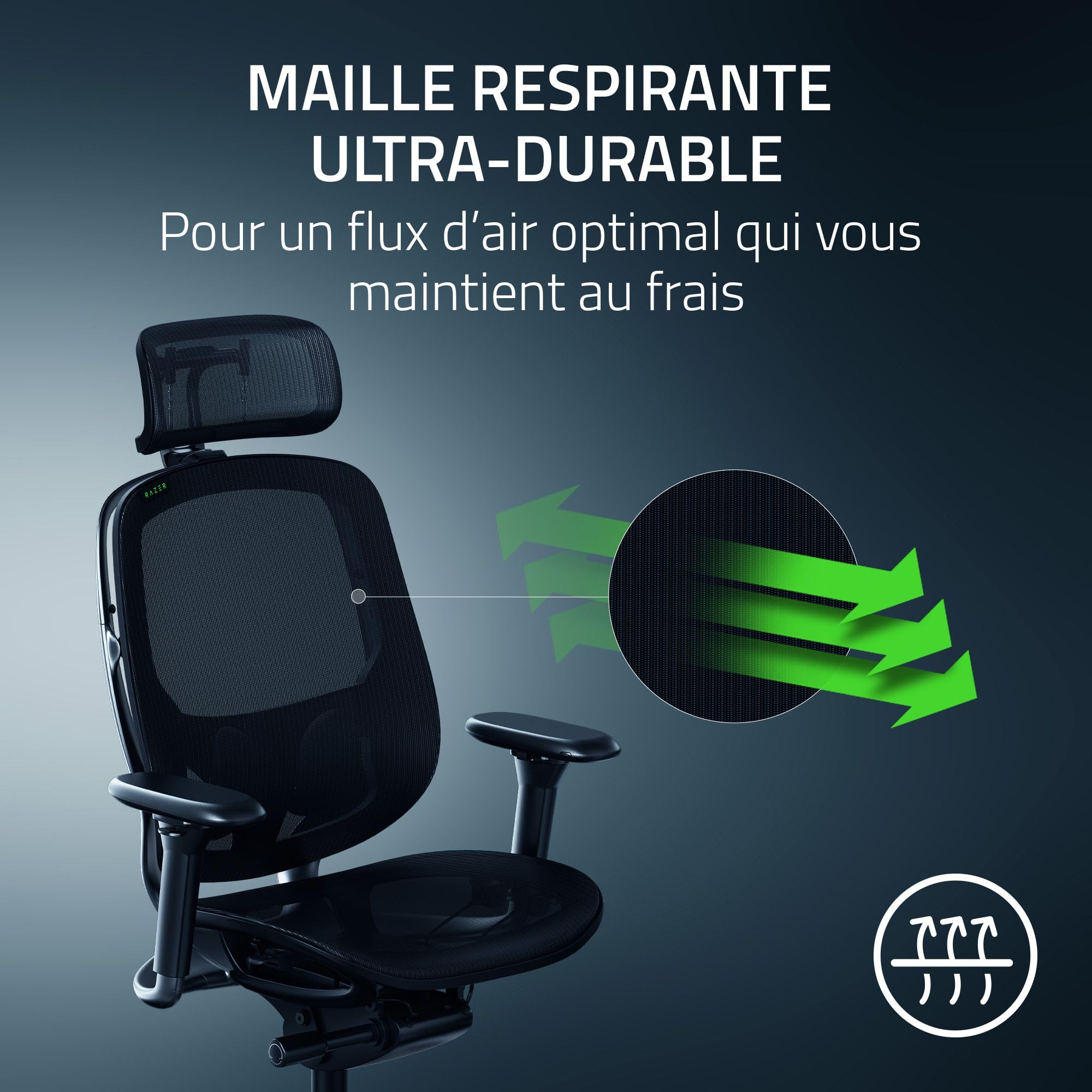 razer-fujin-pro-chaise-gaming-en-maille-respirante-synchro-tilt-support-lombaire image 4