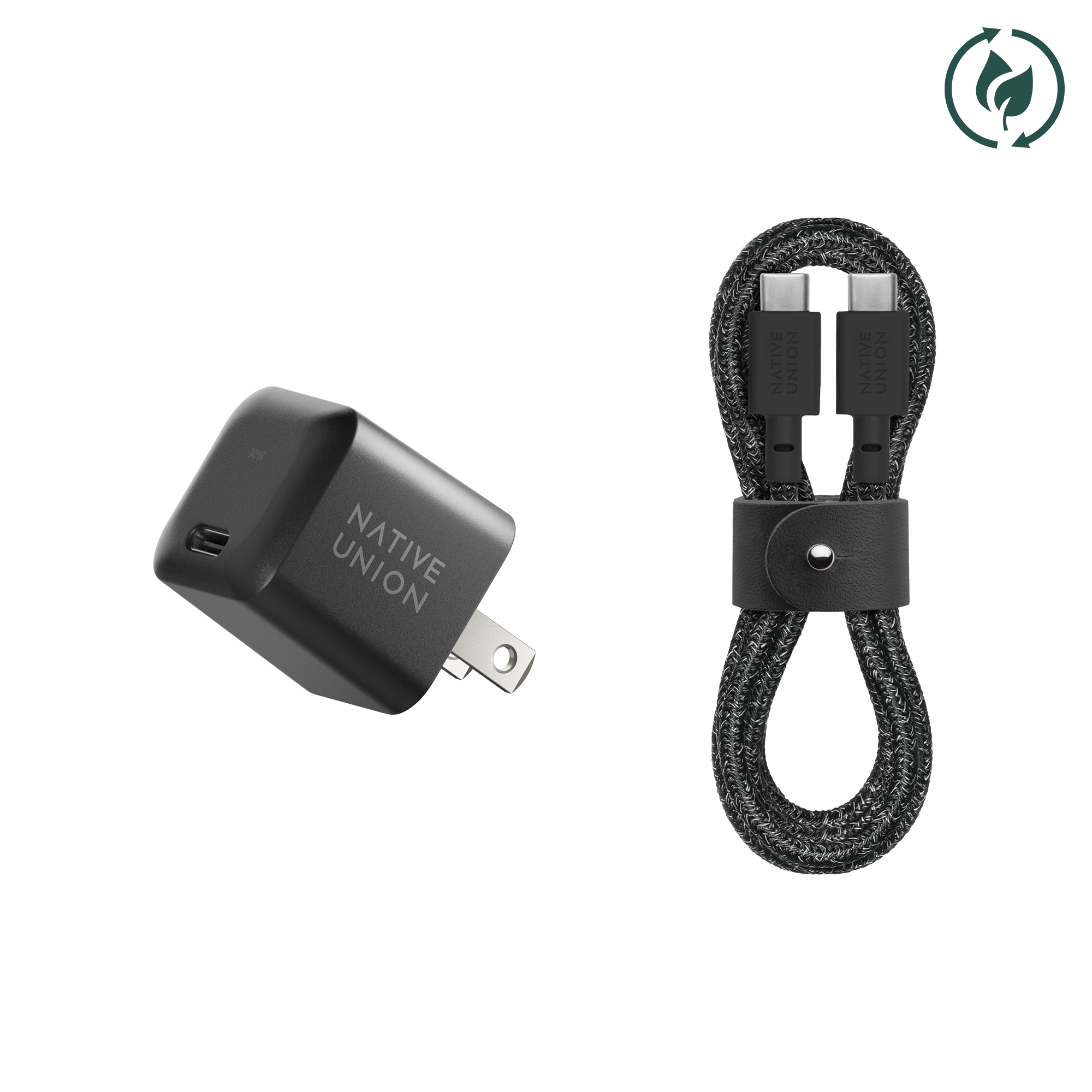 native-union-fast-gan-charger-pd-30w-avec-c-ble-usb-c-chargeur-compact-duo-iphon image 1